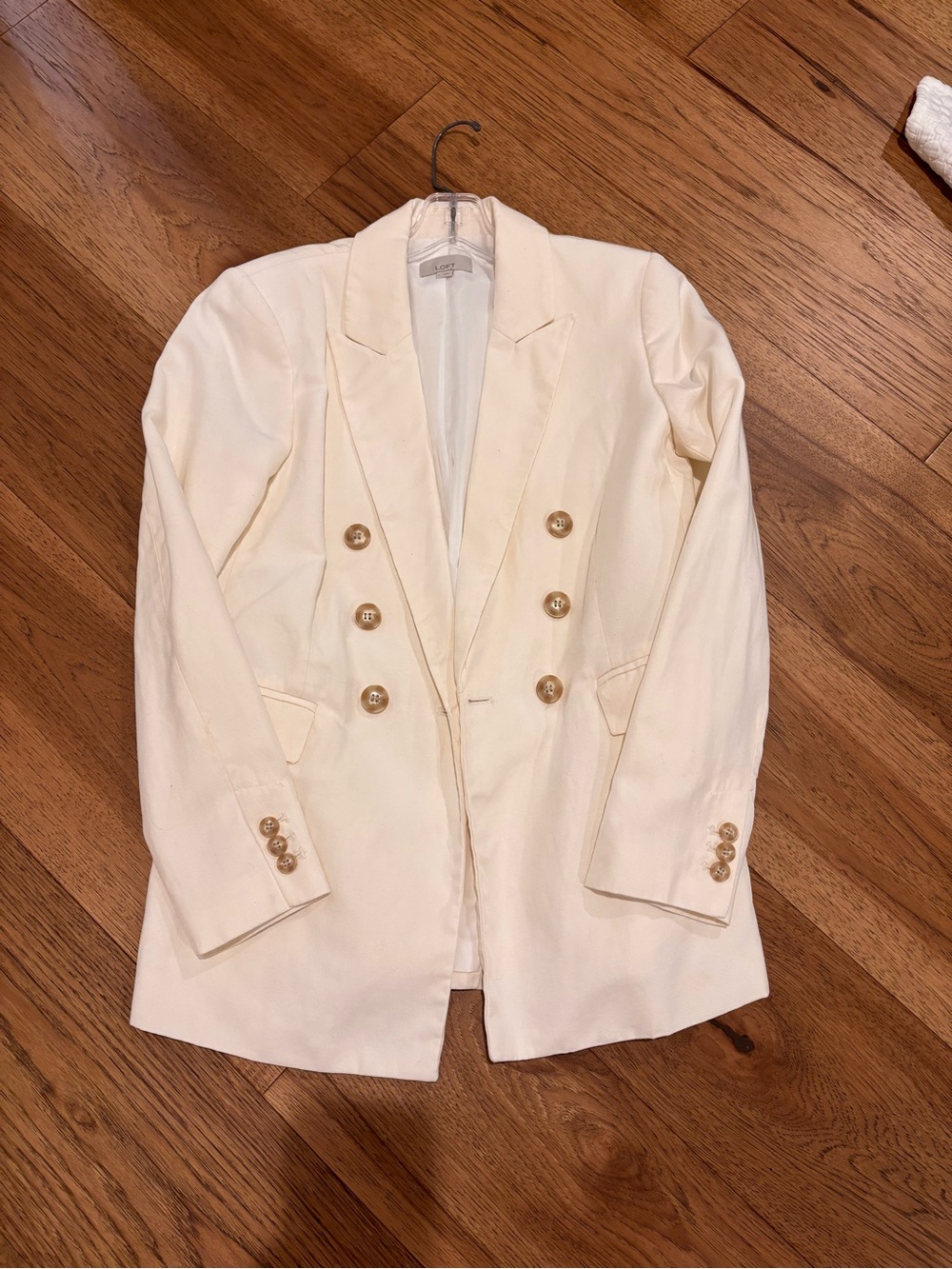 LOFT Cream Double-Breasted Blazer